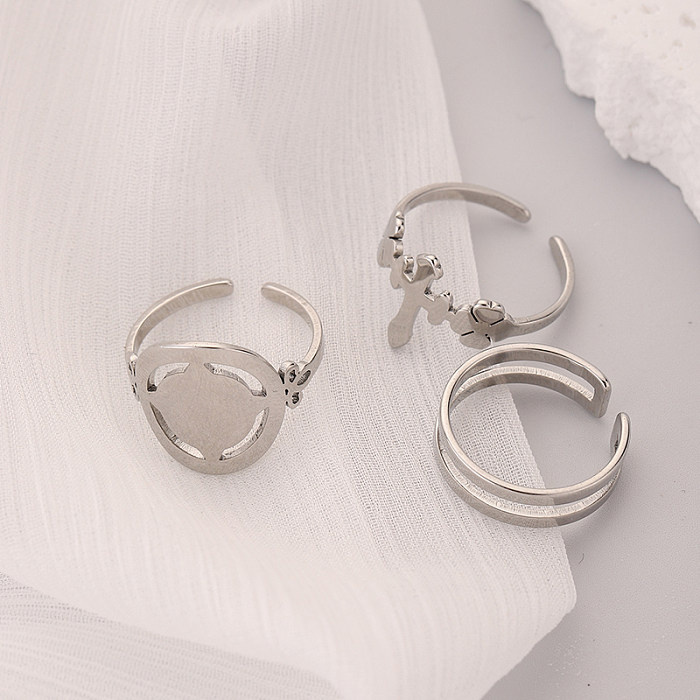 Simple Style Round Stainless Steel Enamel Rings