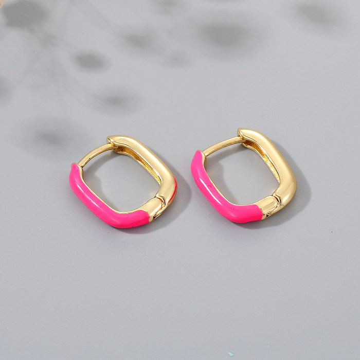 New Style U-Shaped Color Dripping Oil Copper Earrings