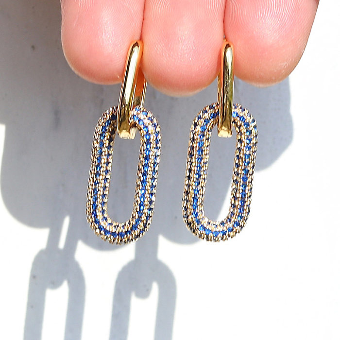 1 par de brincos de orelha banhados a ouro 18K com revestimento de cobre geométrico de estilo simples