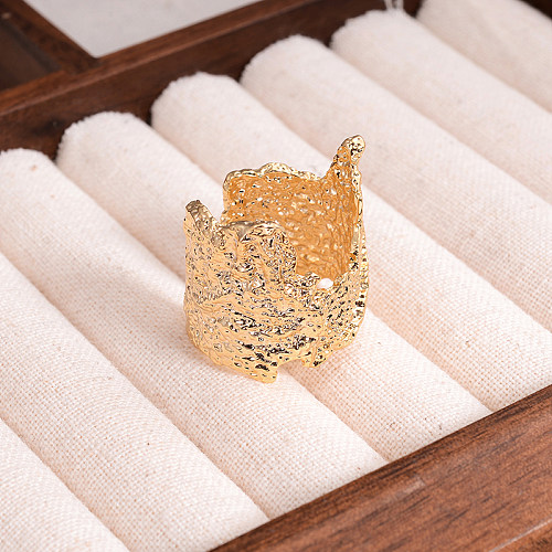 Anillos abiertos chapados en oro de 14K con revestimiento de cobre irregular, estilo francés, estilo Simple, estilo IG