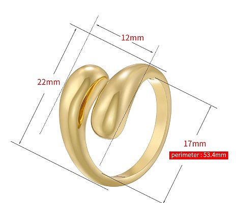 Vintage Style Classic Style Solid Color Copper Plating 18K Gold Plated Rings