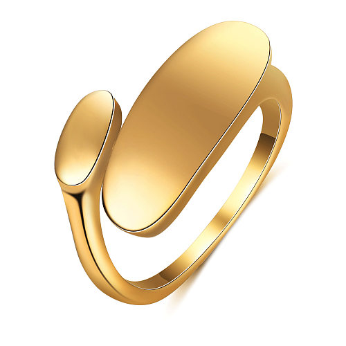 Anéis banhados a ouro 18K com revestimento de aço de titânio geométrico básico