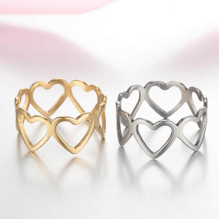 Coração da moda feminina de aço inoxidável sem anéis de aço inoxidável embutidos