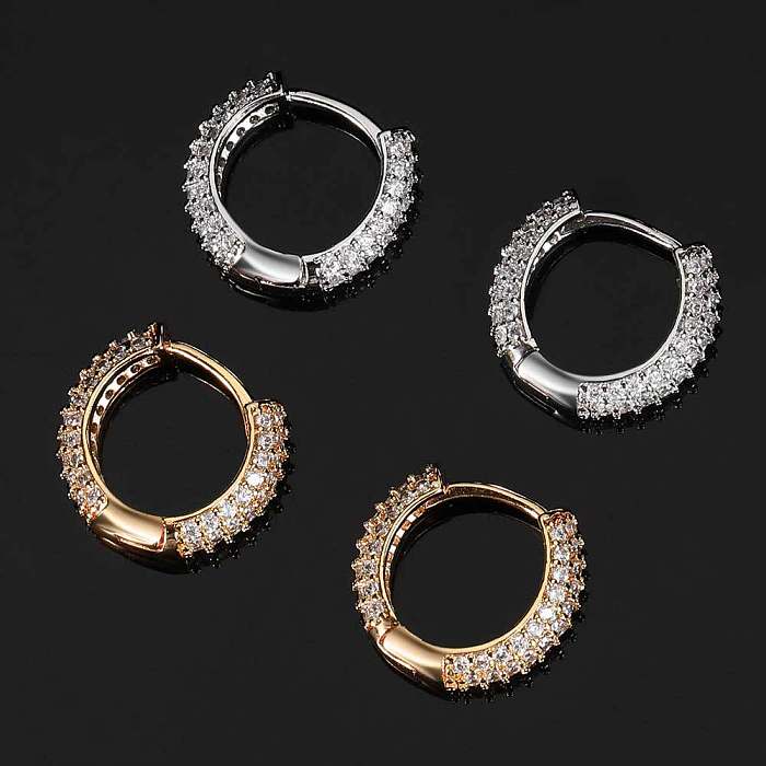 1 Pair Hip-Hop Solid Color Copper Inlay Zircon Earrings