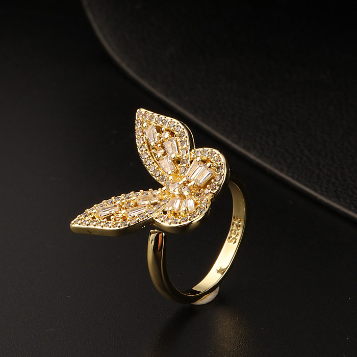 Cross-Border Open-End Personality Ring Zircon Butterfly Ring Retro Diamonds Snake-Shaped Open Index Finger Ring Women's Jewelry