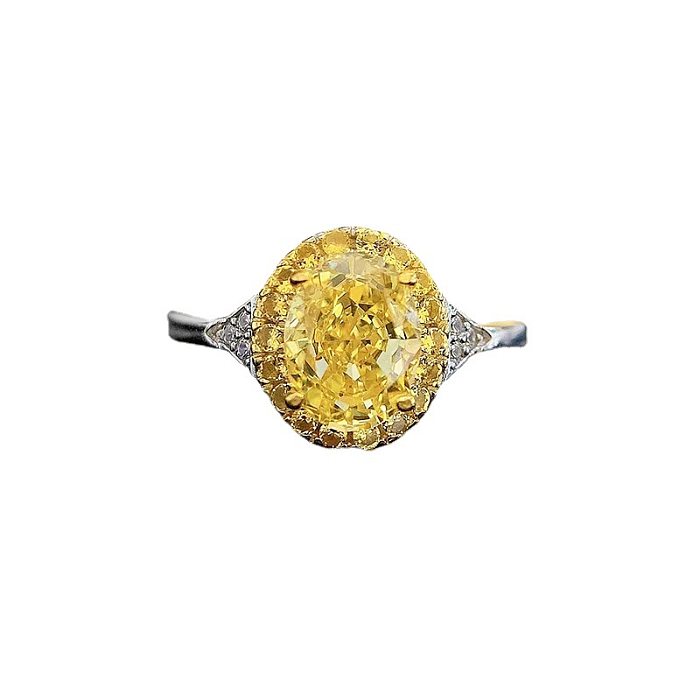 Anel aberto de diamante de alto carbono com embutimento geométrico brilhante elegante de cobre