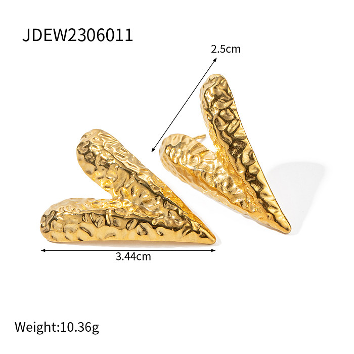Elegant Heart Shape Stainless Steel Plating 18K Gold Plated Rings Earrings