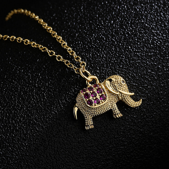 أزياء النحاس 18 قيراط الذهب مطعمة مايكرو قلادة قلادة الفيل الزركون