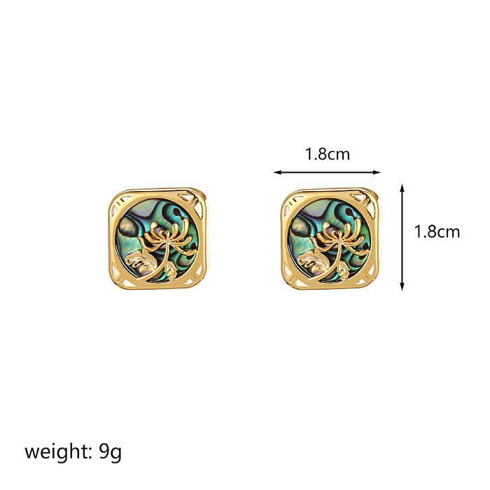 1 Pair Elegant Retro Flower Plating Copper 18K Gold Plated Ear Studs