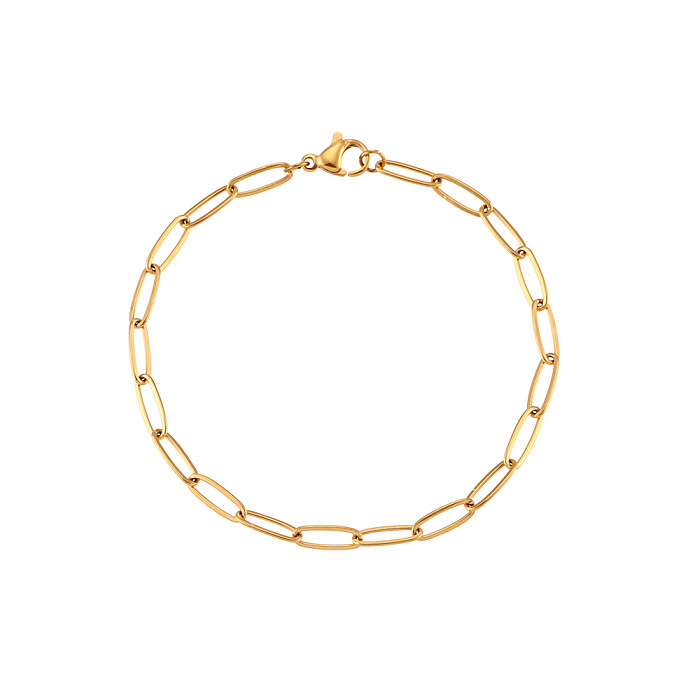 Elegant Retro Solid Color Stainless Steel Plating 18K Gold Plated Bracelets Necklace