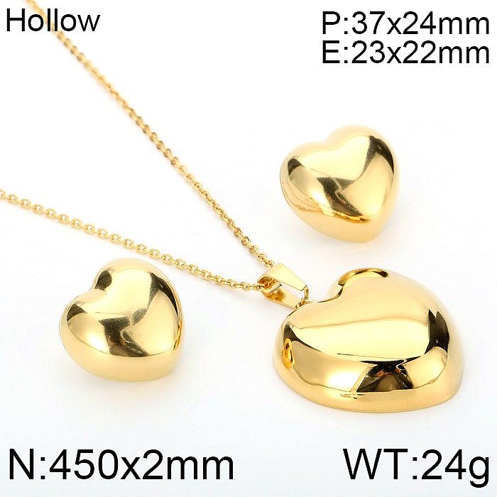 Fashion Heart Shape Titanium Steel Inlay Titanium Steel Jewelry Set