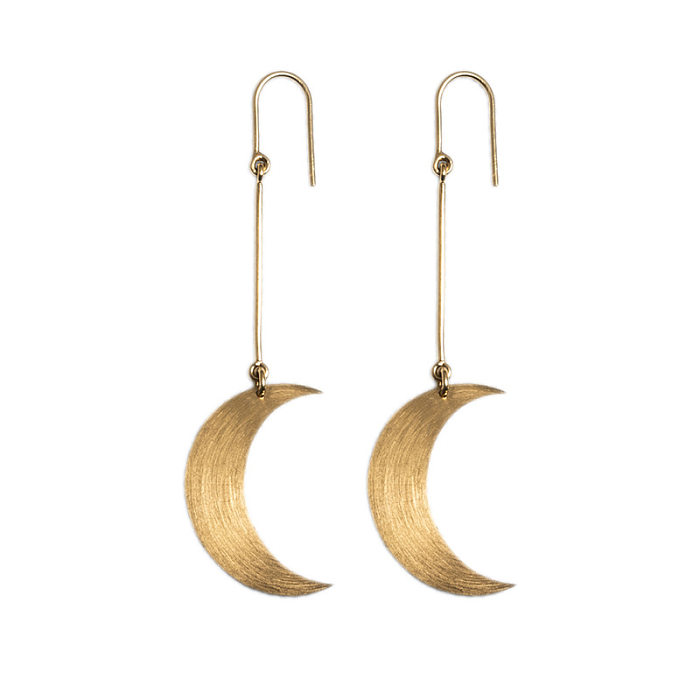 1 paire de boucles d'oreilles pendantes en cuivre plaqué lune à la mode