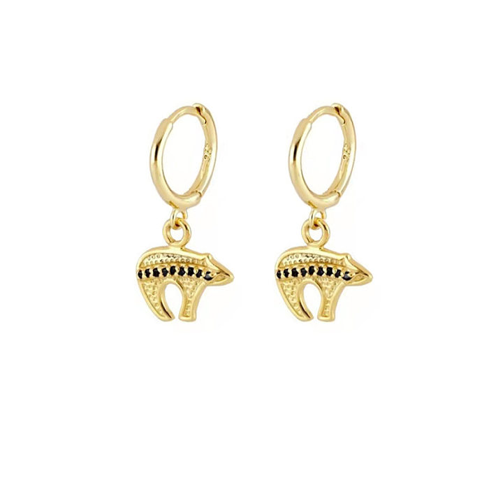 1 Pair Simple Style Eye Copper Plating Inlay Zircon Drop Earrings