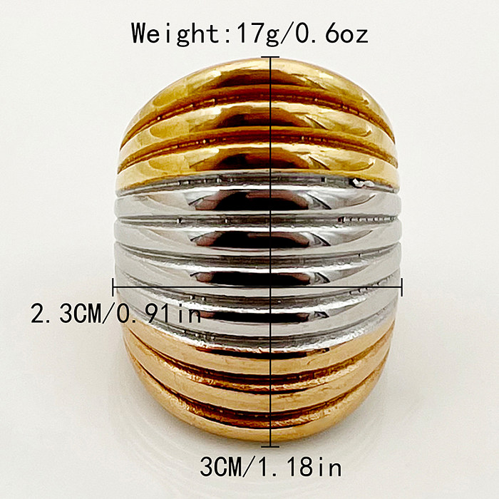 Hip-Hop-Retro-Farbblock-Edelstahl-Beschichtung, vergoldete Ringe