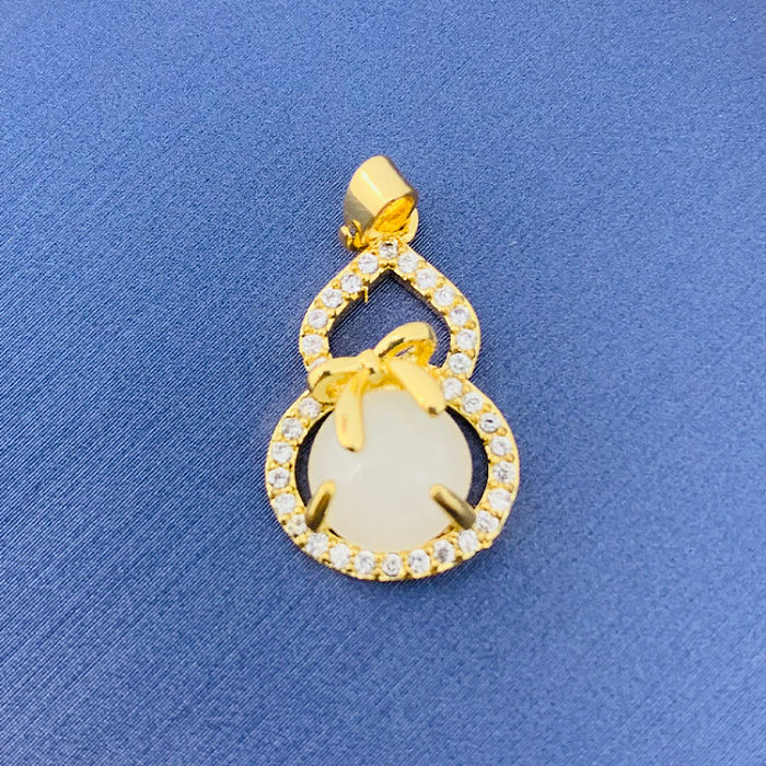 Simple Style Swan Heart Shape Butterfly Copper Irregular Rhinestones Opal Pendant Necklace