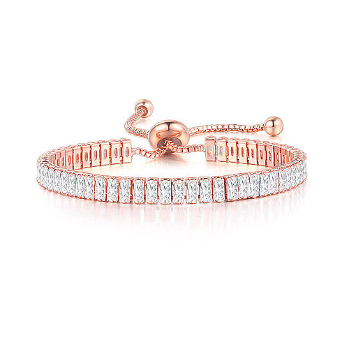 Glam Rectangle Copper Plating Zircon Bracelets
