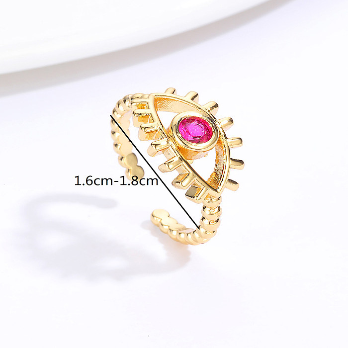 INS Style Princess Basic Eye Copper Plating Inlaid Zircon Gold Plated Rings