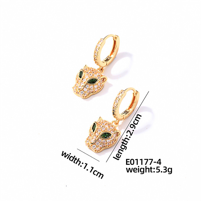 1 Pair Casual Sweet Four Leaf Clover Snake Butterfly Plating Inlay Copper Zircon Gold Plated Drop Earrings