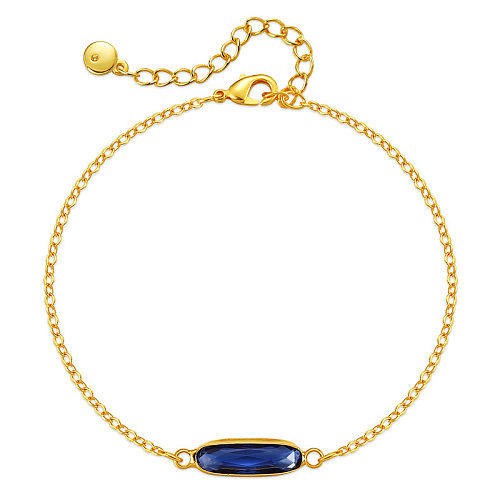 Simple Style Geometric Copper Plating Inlay Glass Stone 18K Gold Plated Bracelets