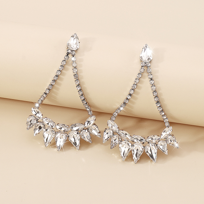 1 Pair Modern Style Simple Style Solid Color Inlay Copper Zircon Drop Earrings