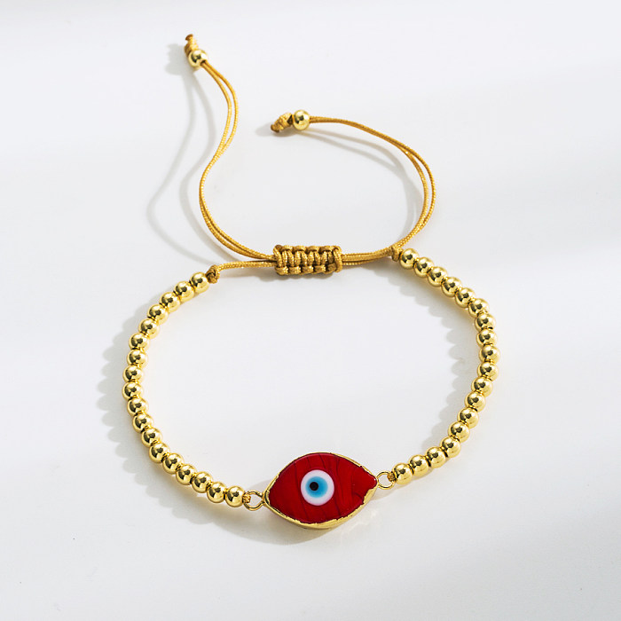 Retro Devil'S Eye Rope Copper Woven Belt Pearl Bracelets 1 Piece
