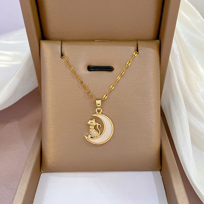 Classic Style Round Flower Stainless Steel Copper Plating Pendant Necklace