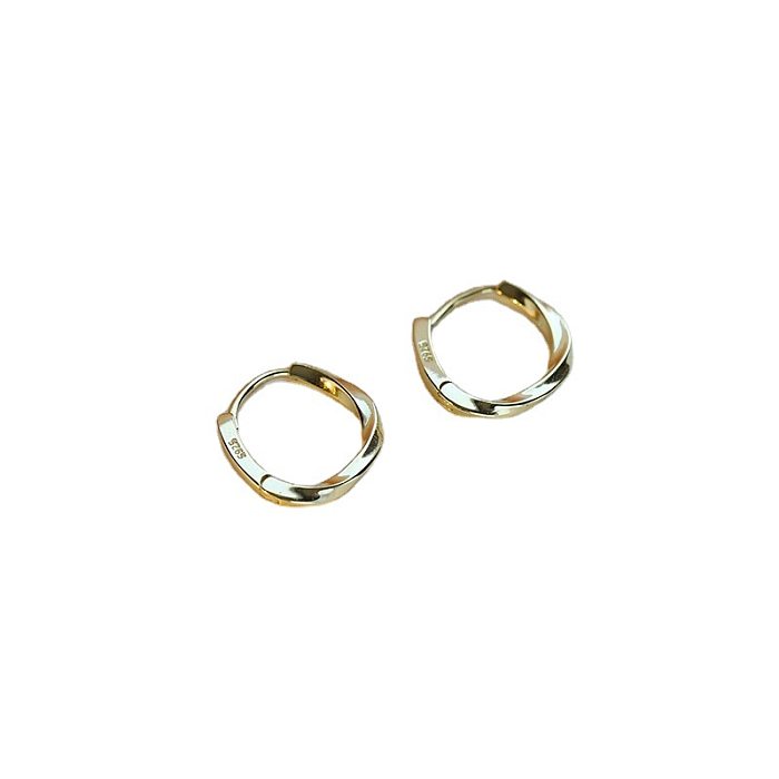 1 Pair Simple Style Spiral Stripe Brass Hoop Earrings