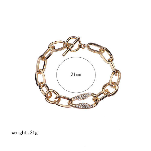 Hip-Hop Rock Solid Color Copper Plating Inlay Zircon 18K Gold Plated Bracelets