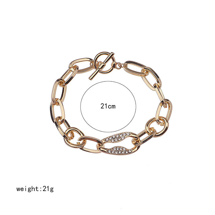 Bracelets plaqués or 18 carats avec incrustation de cuivre et de cuivre de couleur unie Hip-Hop Rock
