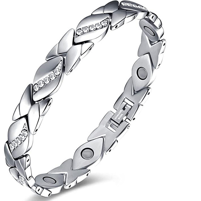 Bracelet en Diamant Artificiel avec Incrustation de Cuivre Feuille à la Mode 1 Pièce