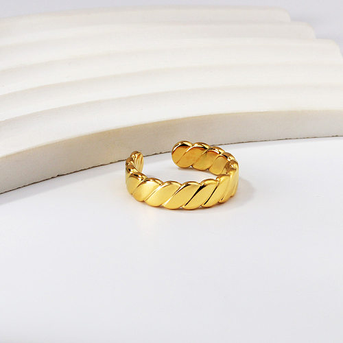 Retro Streetwear Geometric Stainless Steel Open Ring In Bulk