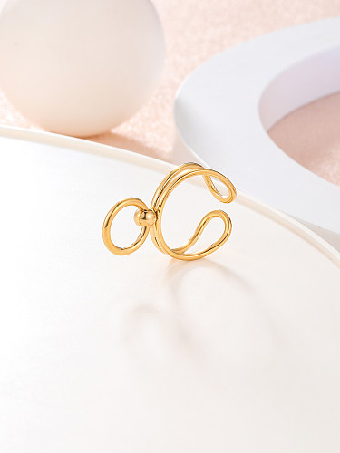 Anéis folheados a ouro 18K de aço inoxidável com nó de cor sólida de estilo simples