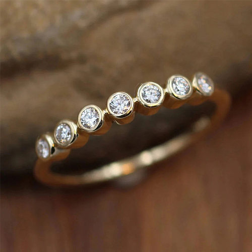 Anéis de pedras preciosas artificiais com embutimento redondo básico de cobre