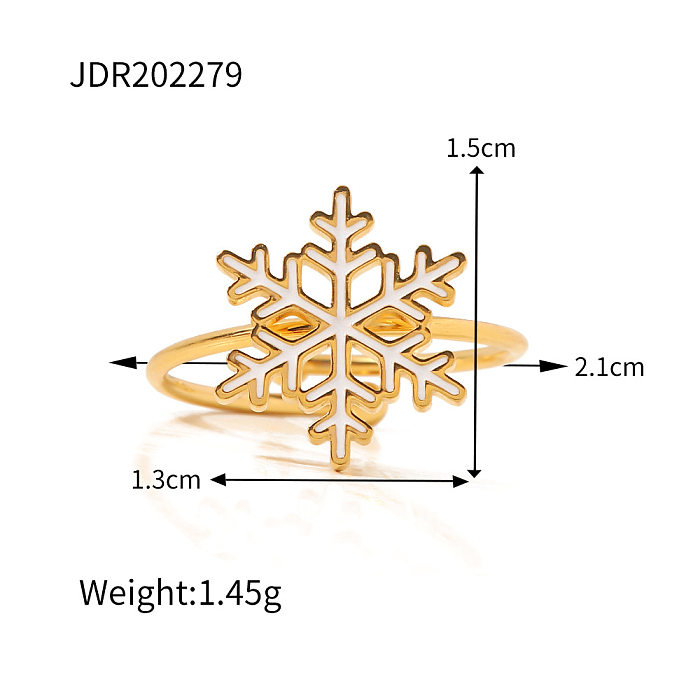 Modischer offener Ring mit Weihnachtsbaum und Weihnachtsmann aus Edelstahl, Emaille, 1 Stück