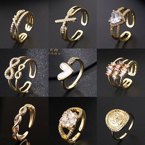 Anel de abertura elegante japonês e coreano personalizado estilo ins diamante simples e ajustável anel vintage nicho anel de dedo pequeno