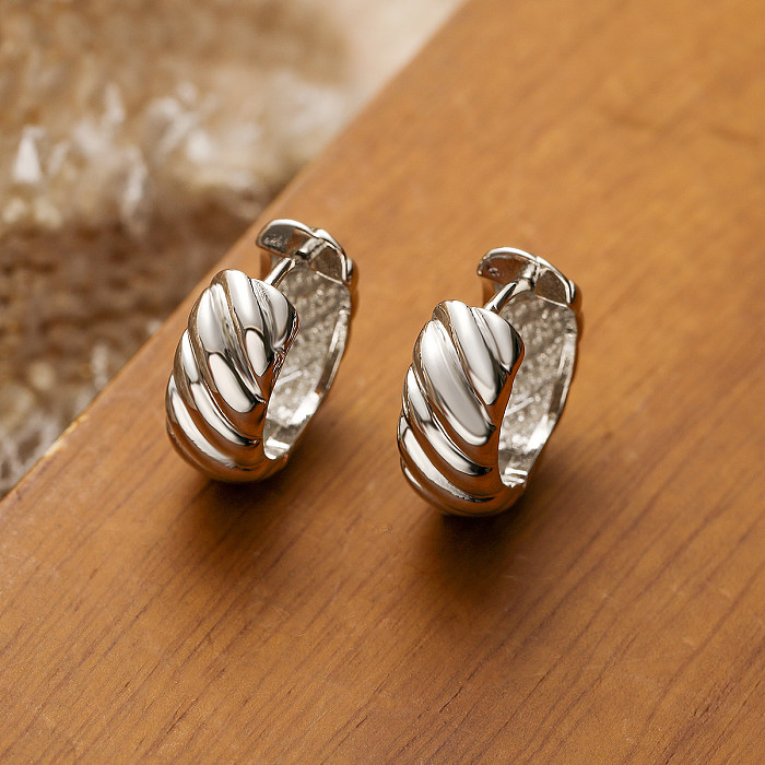 1 paire de boucles d'oreilles créoles en cuivre plaqué or 18 carats, Style Simple, placage géométrique