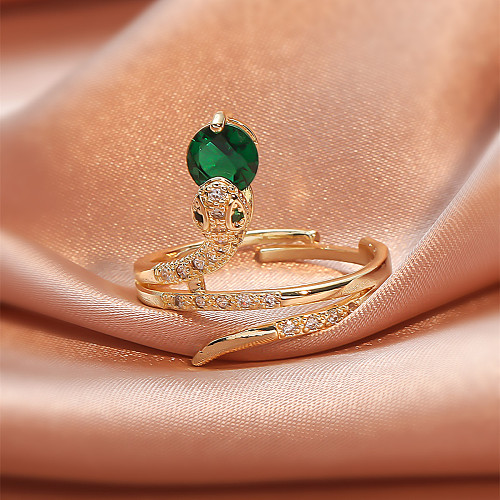 Fashion Creative Copper-Plated Gold Micro Inlaid Zircon Snake Ring