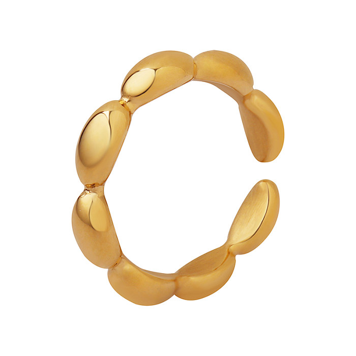 Großhandel im INS-Stil, moderner ovaler offener Ring aus Titanstahl mit 18 Karat Goldplattierung