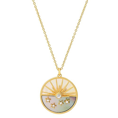 Mode Sun Star Moon Cuivre Pendentif Collier Métal Zircon Cuivre Colliers