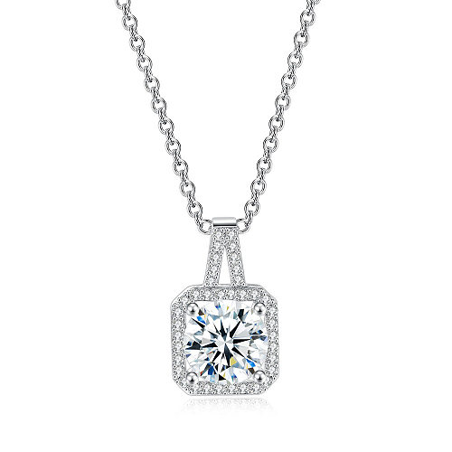 1 Piece Simple Style Square Copper Plating Inlay Zircon Pendant Necklace
