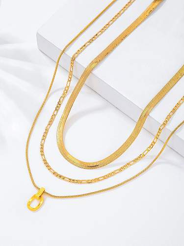Elegant Simple Style Solid Color Copper 18K Gold Plated Layered Necklaces
