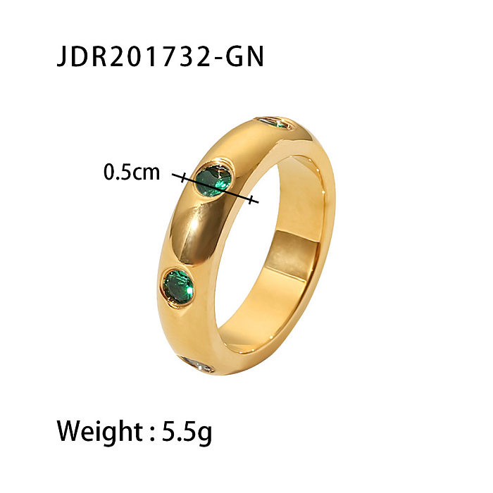 Luxurious Geometric Stainless Steel Plating Zircon Open Ring