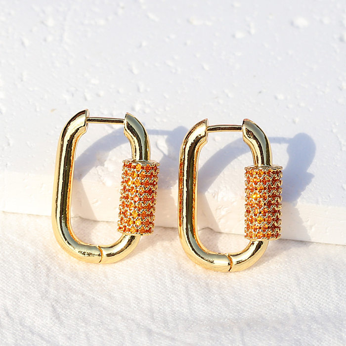 1 Pair Basic Retro Modern Style Geometric Plating Inlay Copper Zircon Earrings