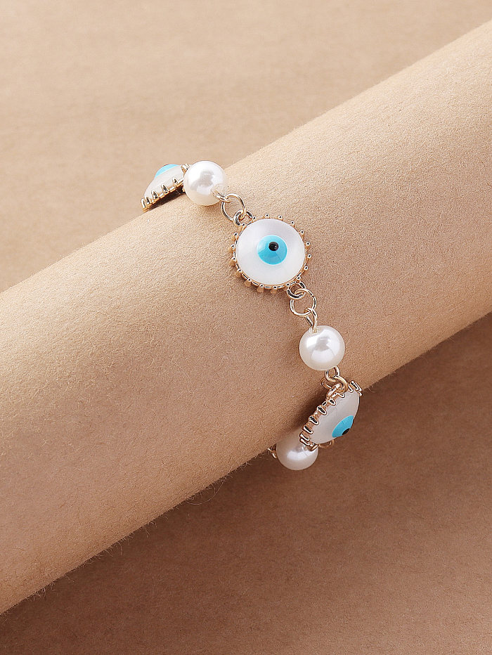 Fashion Eye Copper Enamel Artificial Pearls Bracelets 1 Piece