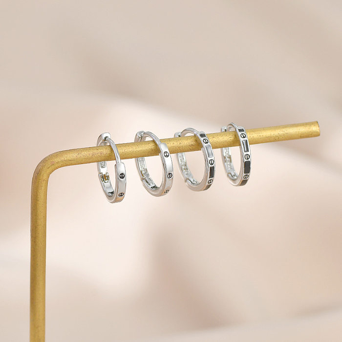 1 Set Retro Geometric Copper Inlaid Zircon Earrings