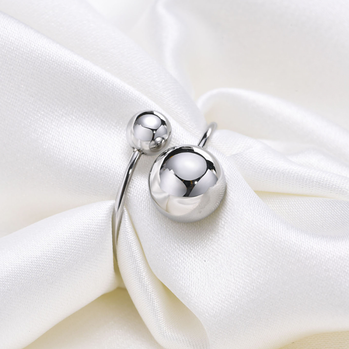 Simple Style Ball Stainless Steel Open Rings