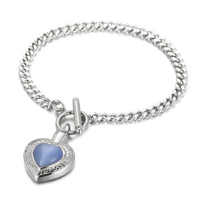 Modische Herzform-Edelstahl-Inlay-Opal-Armband-Halskette