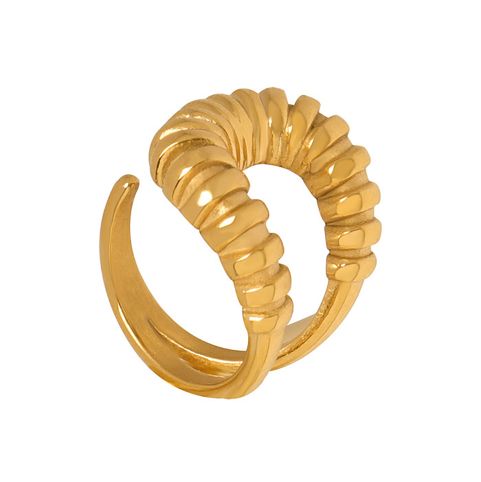 Wholesale Hip-Hop Geometric Titanium Steel 18K Gold Plated Open Ring