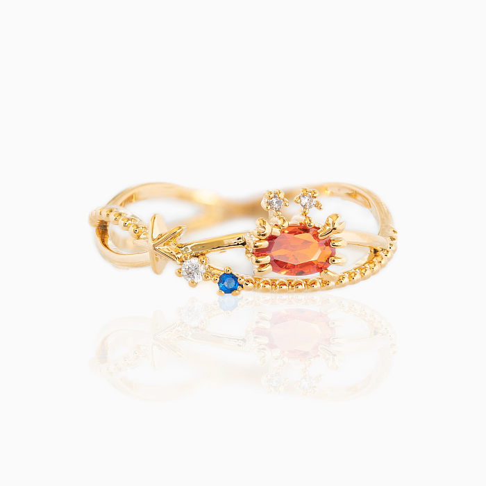 INS-Stil Meerestier-Ring, frisches süßes Krabben-Seepferdchen-Farbzirkon-Ring-Armband auf Lager