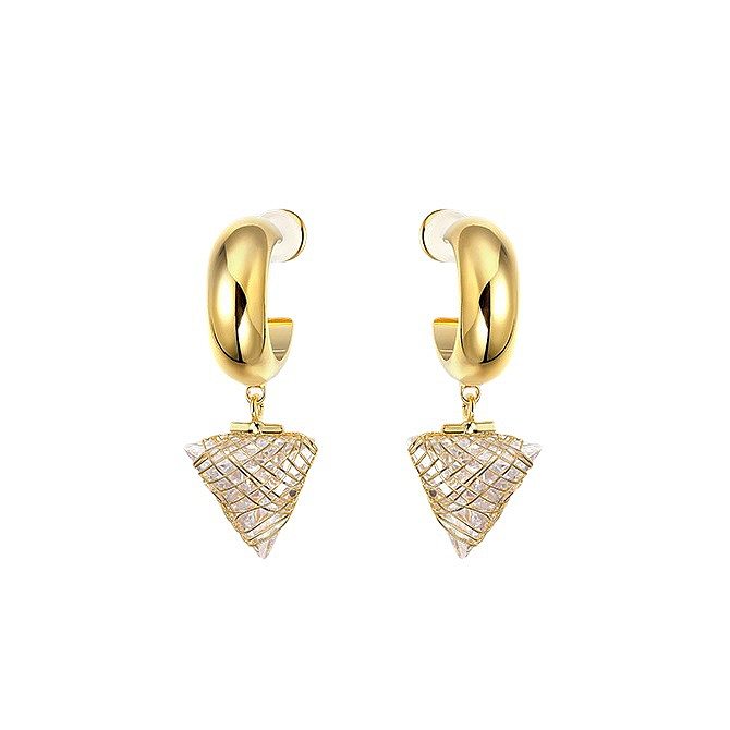 Fashion Triangle Copper Drop Earrings Inlay Zircon Copper Earrings